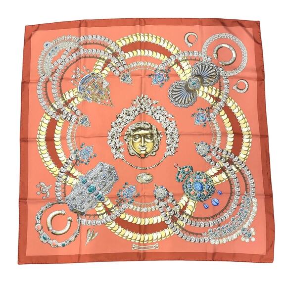Hermes Carré 90 KOSHIMA Cosima Space J.Abadie Orange Silk Scarf W/Box NWT - Picture 3 of 16